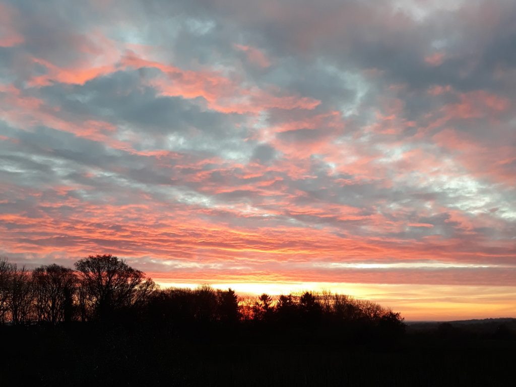 Sunset over Hononton Cottage B&B Kent